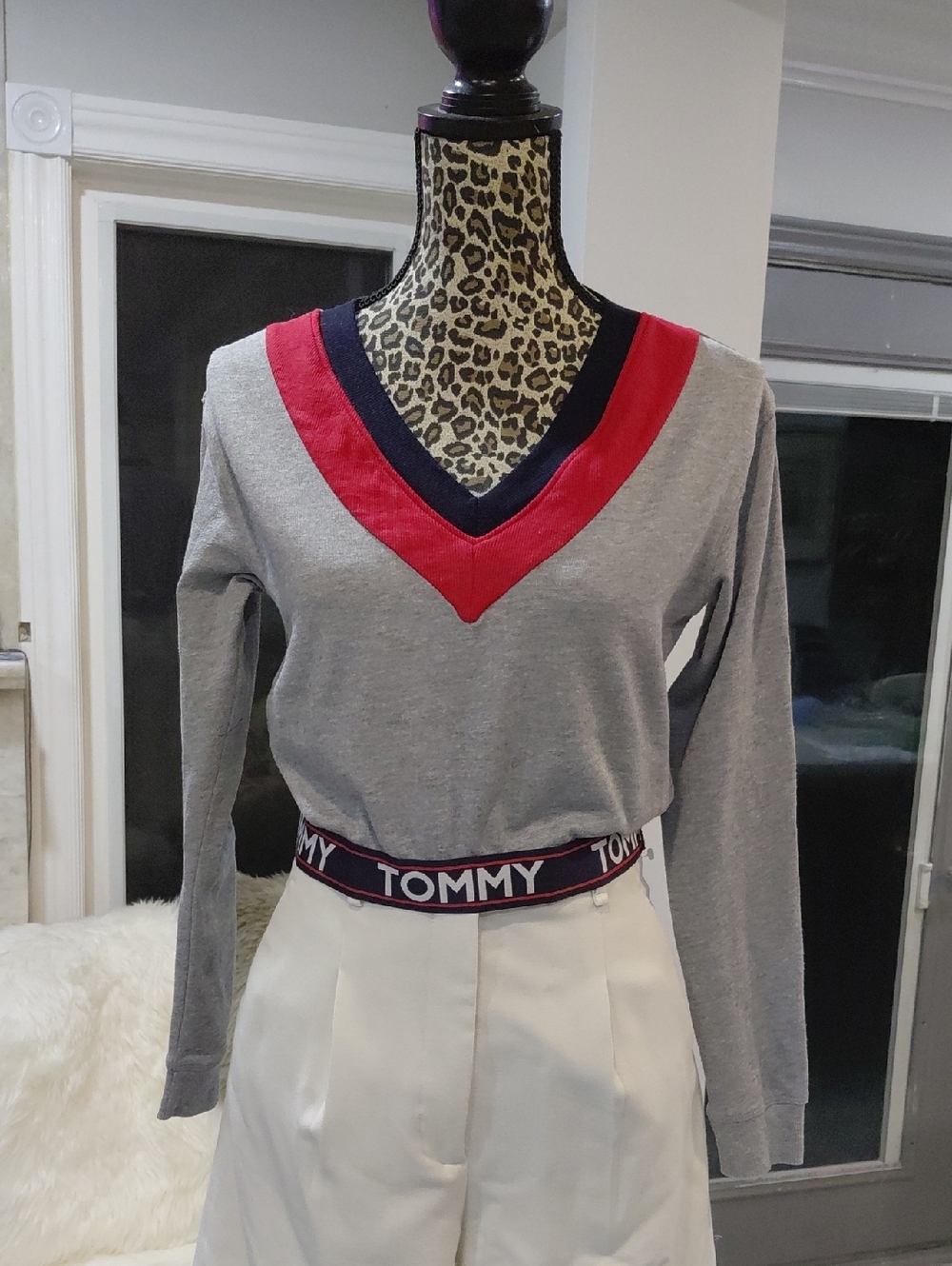 Tommy Hilfiger Gray Sleep Top with Red, White & Navy Trim
